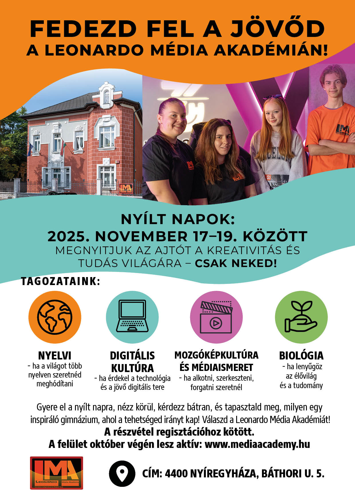 Megnyílt a regisztrációs felület a Leonardo Média Akadémia Gimnázium nyílt napjaira!